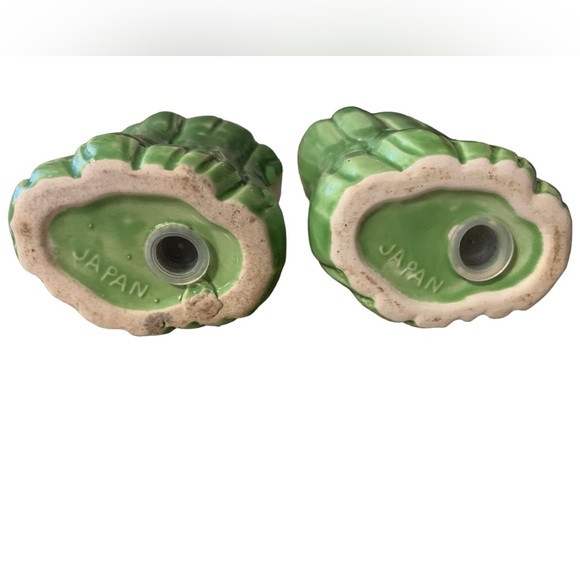 Vintage celery stalk salt and pepper shaker set ceramic green made in Japan 2 pc - Picture 6 of 6